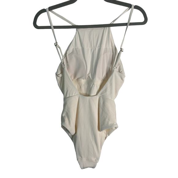 Andie Swim Asbury Ribbed One Piece Swimsuit in Coco Off-White Size XS - Picture 4 of 7